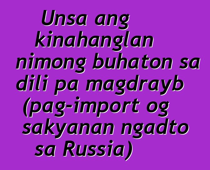 Unsa ang kinahanglan nimong buhaton sa dili pa magdrayb (pag-import og sakyanan ngadto sa Russia)