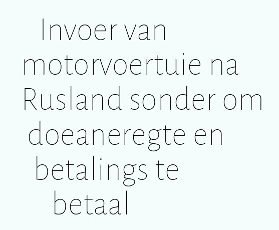 Invoer van motorvoertuie na Rusland sonder om doeaneregte en betalings te betaal