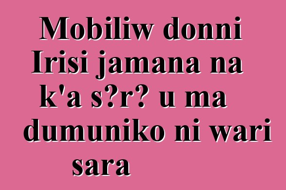Mobiliw donni Irisi jamana na k’a sɔrɔ u ma dumuniko ni wari sara