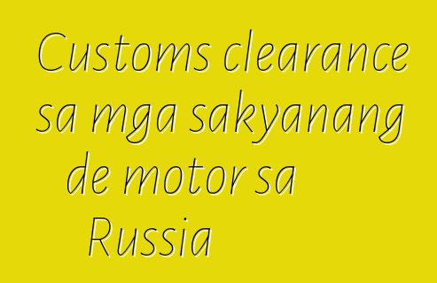 Customs clearance sa mga sakyanang de motor sa Russia