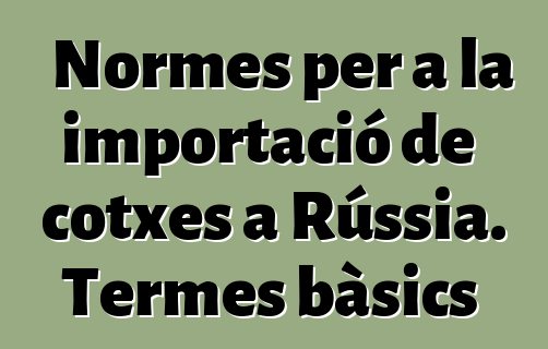 Normes per a la importació de cotxes a Rússia. Termes bàsics