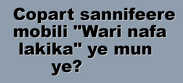 Copart sannifeere mobili "Wari nafa lakika" ye mun ye?