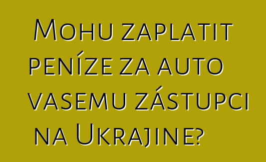 Mohu zaplatit peníze za auto vašemu zástupci na Ukrajině?