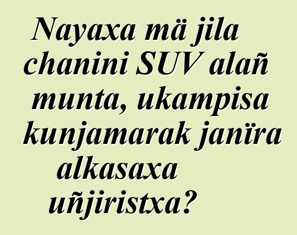 Nayaxa mä jila chanini SUV alañ munta, ukampisa kunjamarak janïra alkasaxa uñjiristxa?