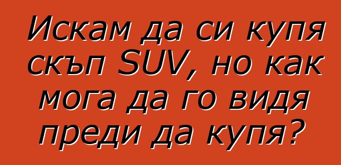 Искам да си купя скъп SUV, но как мога да го видя преди да купя?