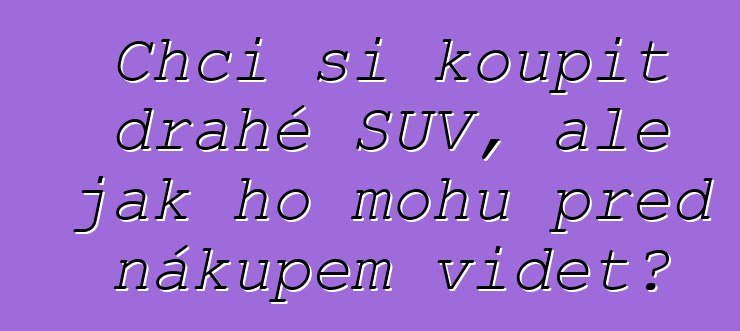 Chci si koupit drahé SUV, ale jak ho mohu před nákupem vidět?