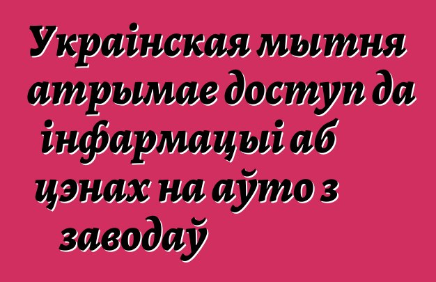 Украінская мытня атрымае доступ да інфармацыі аб цэнах на аўто з заводаў