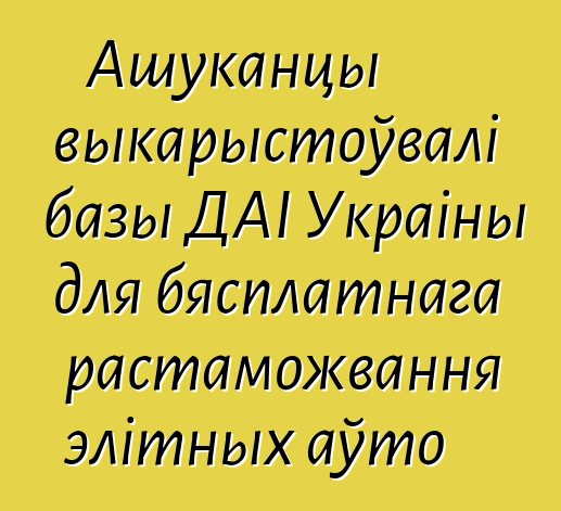 Ашуканцы выкарыстоўвалі базы ДАІ Украіны для бясплатнага растаможвання элітных аўто
