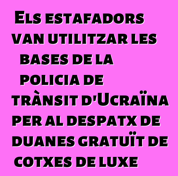 Els estafadors van utilitzar les bases de la policia de trànsit d'Ucraïna per al despatx de duanes gratuït de cotxes de luxe
