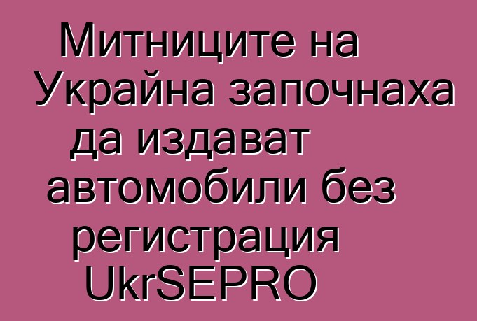 Митниците на Украйна започнаха да издават автомобили без регистрация UkrSEPRO