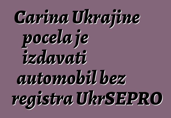 Carina Ukrajine počela je izdavati automobil bez registra UkrSEPRO