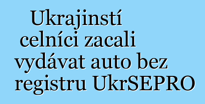 Ukrajinští celníci začali vydávat auto bez registru UkrSEPRO