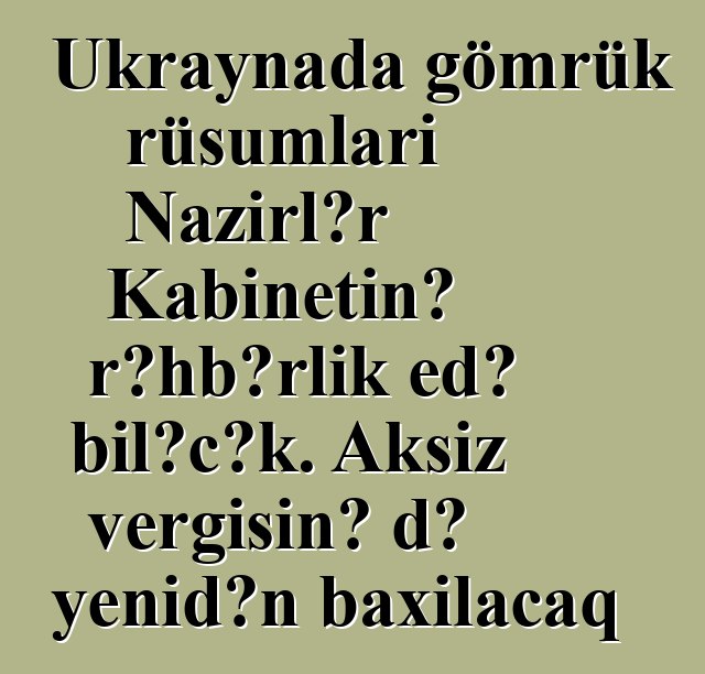 Ukraynada gömrük rüsumları Nazirlər Kabinetinə rəhbərlik edə biləcək. Aksiz vergisinə də yenidən baxılacaq