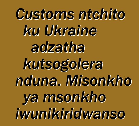 Customs ntchito ku Ukraine adzatha kutsogolera nduna. Misonkho ya msonkho iwunikiridwanso