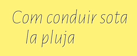 Com conduir sota la pluja