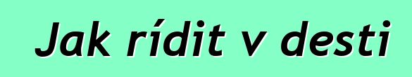 Jak řídit v dešti