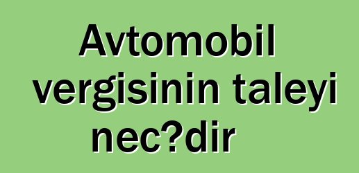 Avtomobil vergisinin taleyi necədir