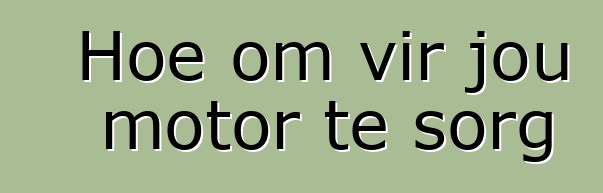 Hoe om vir jou motor te sorg