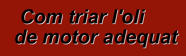 Com triar l'oli de motor adequat