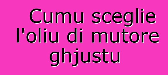 Cumu sceglie l'oliu di mutore ghjustu