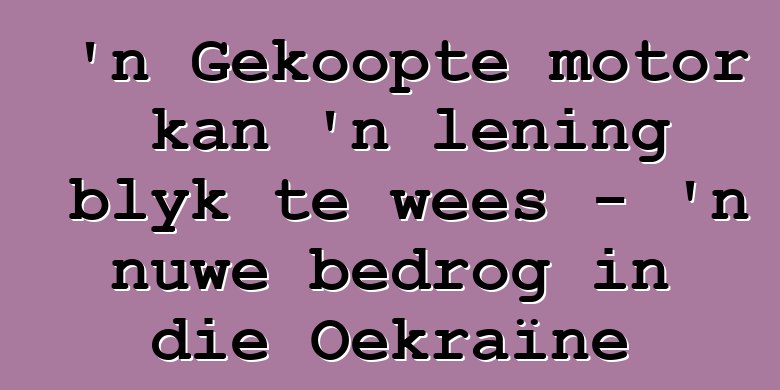 'n Gekoopte motor kan 'n lening blyk te wees - 'n nuwe bedrog in die Oekraïne