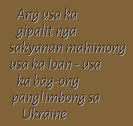 Ang usa ka gipalit nga sakyanan mahimong usa ka loan - usa ka bag-ong panglimbong sa Ukraine