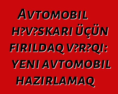 Avtomobil həvəskarı üçün fırıldaq vərəqi: yeni avtomobil hazırlamaq