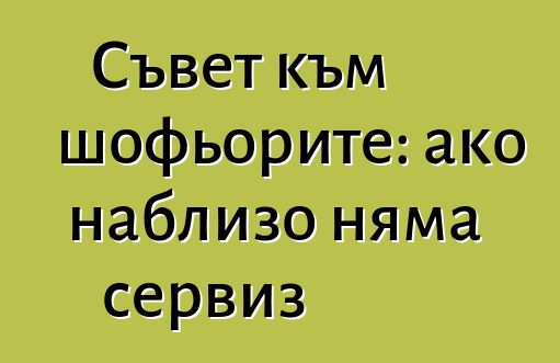 Съвет към шофьорите: ако наблизо няма сервиз