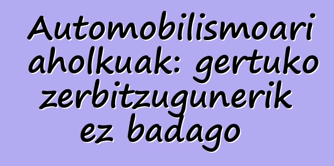 Automobilismoari aholkuak: gertuko zerbitzugunerik ez badago