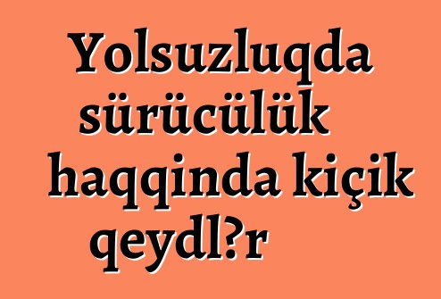 Yolsuzluqda sürücülük haqqında kiçik qeydlər