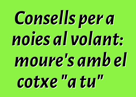 Consells per a noies al volant: moure's amb el cotxe "a tu"