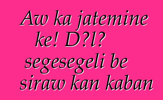 Aw ka jateminɛ kɛ! Dɔlɔ sɛgɛsɛgɛli bɛ siraw kan kaban