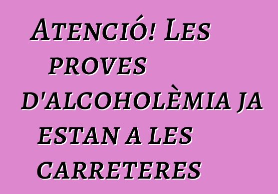 Atenció! Les proves d'alcoholèmia ja estan a les carreteres
