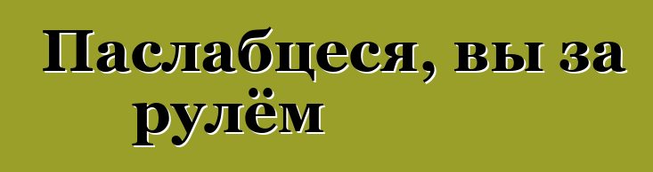 Паслабцеся, вы за рулём