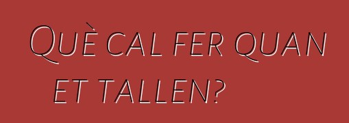 Què cal fer quan et tallen?