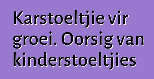 Karstoeltjie vir groei. Oorsig van kinderstoeltjies