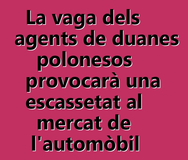 La vaga dels agents de duanes polonesos provocarà una escassetat al mercat de l'automòbil