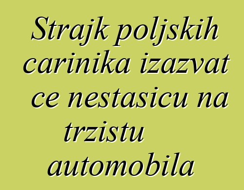 Štrajk poljskih carinika izazvat će nestašicu na tržištu automobila