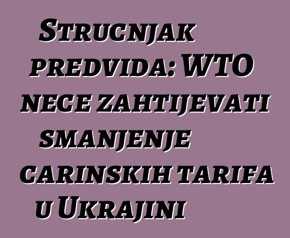 Stručnjak predviđa: WTO neće zahtijevati smanjenje carinskih tarifa u Ukrajini