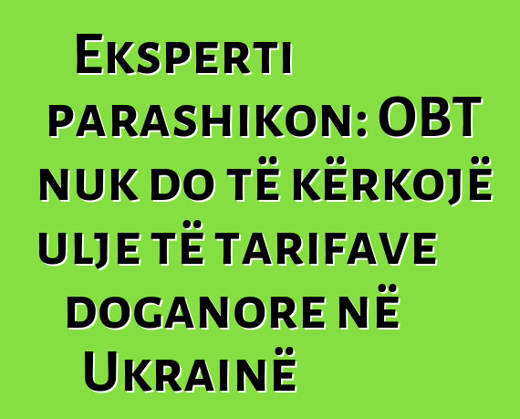 Eksperti parashikon: OBT nuk do të kërkojë ulje të tarifave doganore në Ukrainë