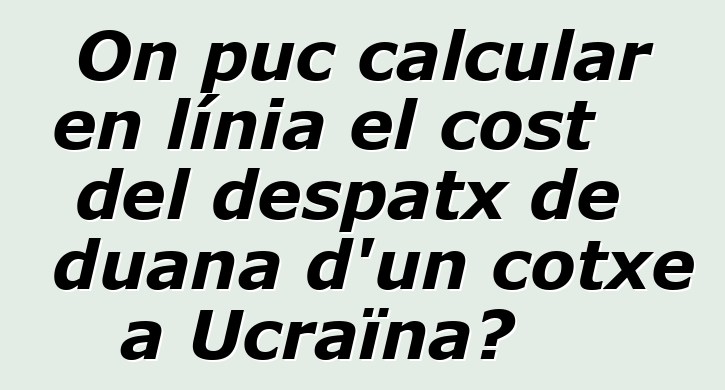 On puc calcular en línia el cost del despatx de duana d'un cotxe a Ucraïna?