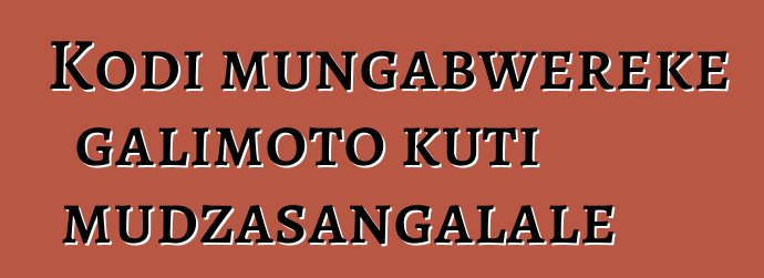 Kodi mungabwereke galimoto kuti mudzasangalale