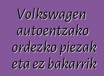 Volkswagen autoentzako ordezko piezak eta ez bakarrik