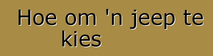 Hoe om 'n jeep te kies