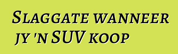 Slaggate wanneer jy 'n SUV koop