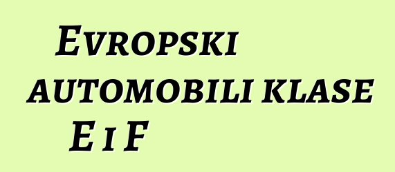 Evropski automobili klase E i F