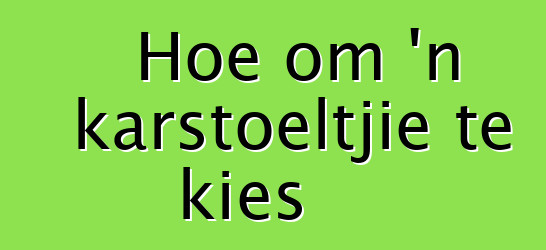 Hoe om 'n karstoeltjie te kies