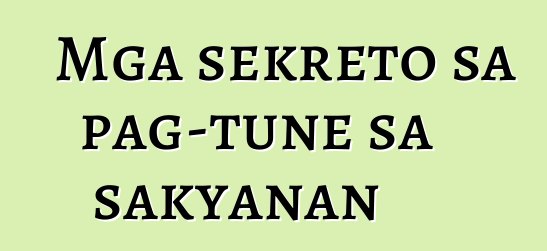 Mga sekreto sa pag-tune sa sakyanan