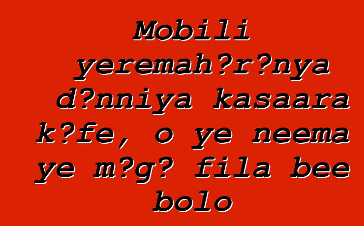 Mobili yɛrɛmahɔrɔnya dɔnniya kasaara kɔfɛ, o ye nɛɛma ye mɔgɔ fila bɛɛ bolo
