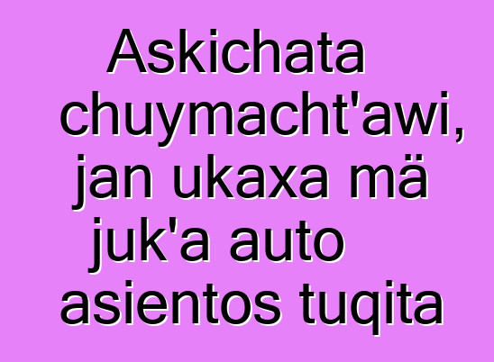 Askichata chuymacht’awi, jan ukaxa mä juk’a auto asientos tuqita
